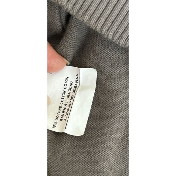 Sisley Mens Brown V-Neck Button-Up Cardigan Sweater With Scull Patch Logo - Picture 9 of 10